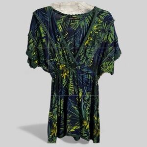 America & Beyond dark romantic tropical print mini dress viscose size Medium